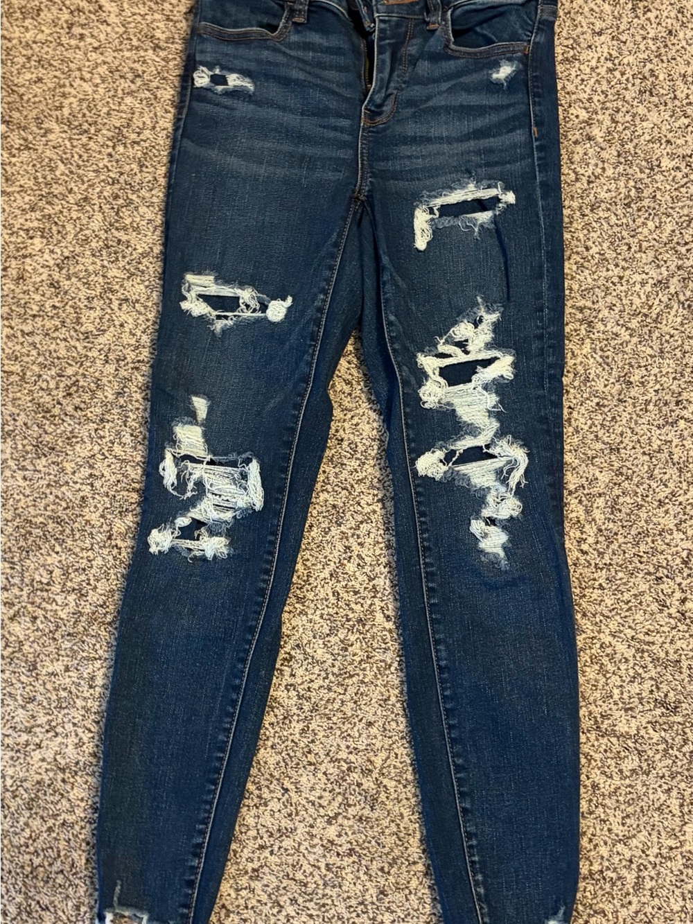 American Eagle Outfitters Dark Blue Distressed Jeggings